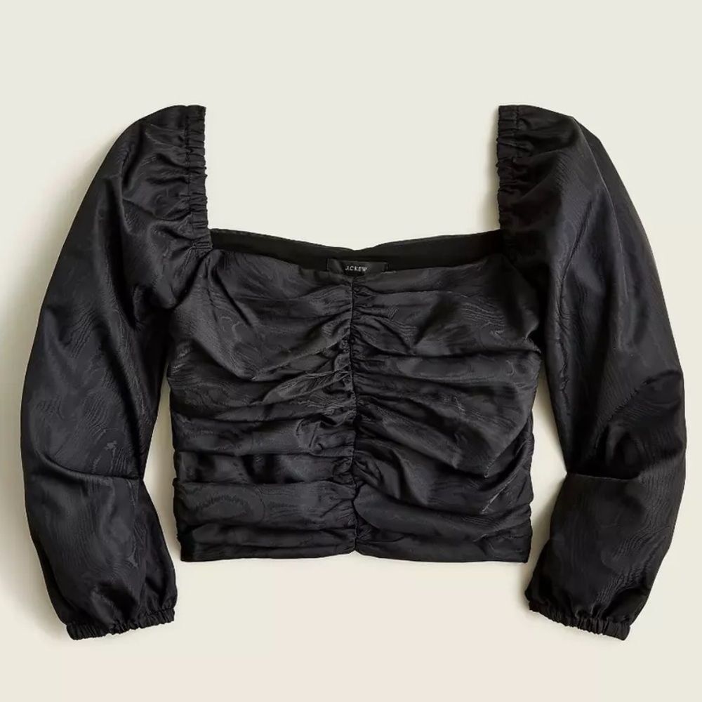 J. CREW- Black Ruched Long Sleeve Crop Top Women’s Size 6